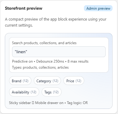 Collection Filters & Search app preview