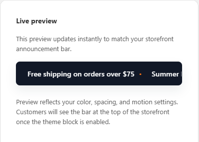Scrolling Announcement Bar app preview